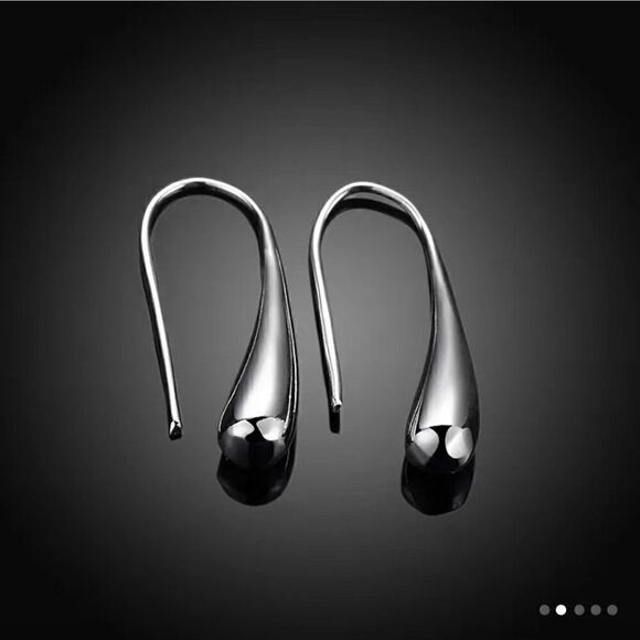 S925 Silver Water Drop Earrings #623 - Picture 1 of 5